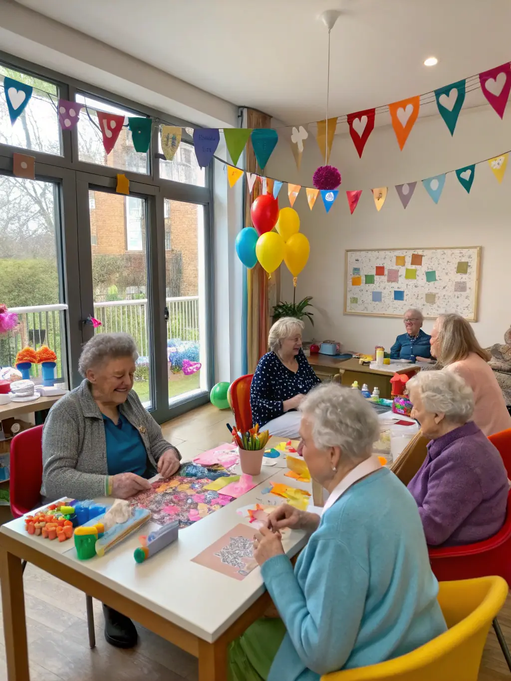 A warm and inviting image of seniors participating in a group activity at an independent living community, showcasing their active and social lifestyle.